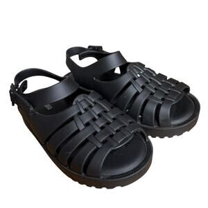 Mini Melissa Francxs Fisherman Sandals Buckle Strap Matte Black Size US 10